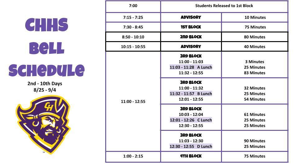 bell schedule