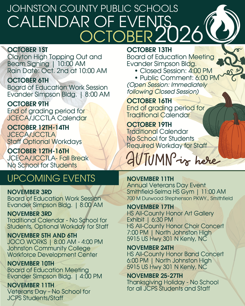 October Calendar of Events