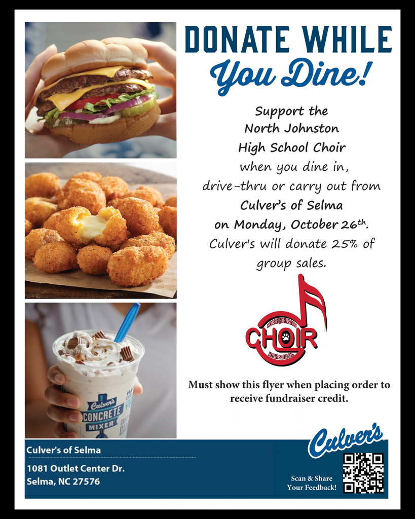 Choir Spirit Night at Culvers; Oct. 26, 2026; Selma location; 25% donated