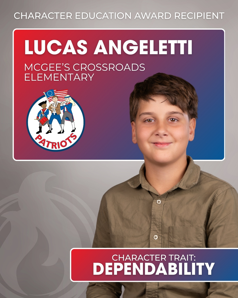 Lucas Angeletti Character Education Award Recipient