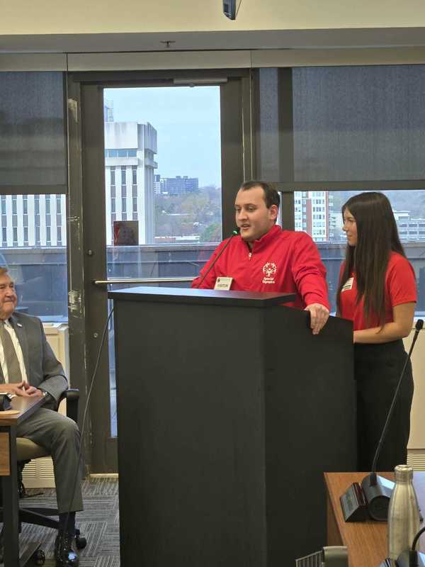 SSS students delivering a speech to the school board