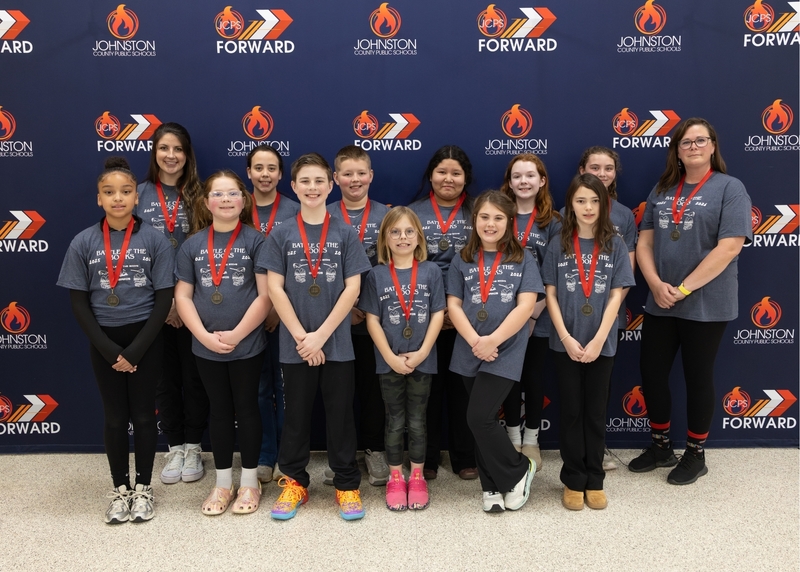 The Corinth-Holders Elementary Battle of the Books team poses with their second place medals.
