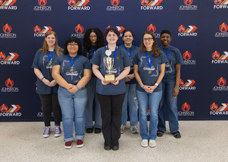 The Johnston County Early College Academy team stands with the first place trophy