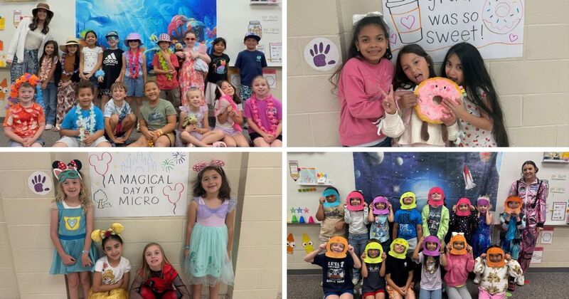 collage of various photos from first grades special theme week