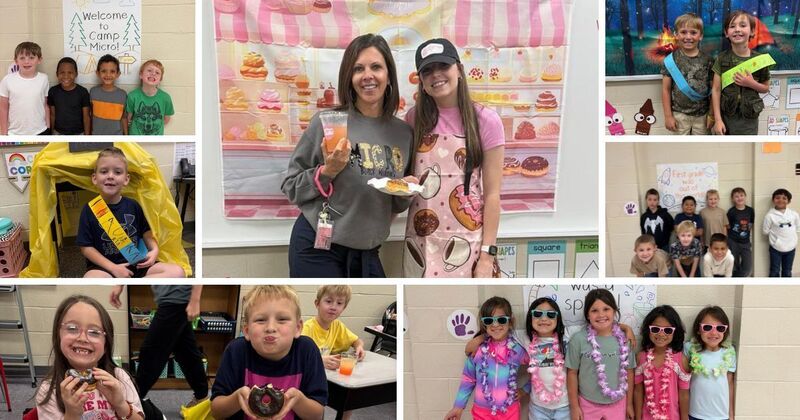 collage of various photos from first grades special theme week