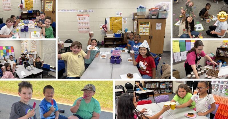 collage of various photos from first grades special theme week