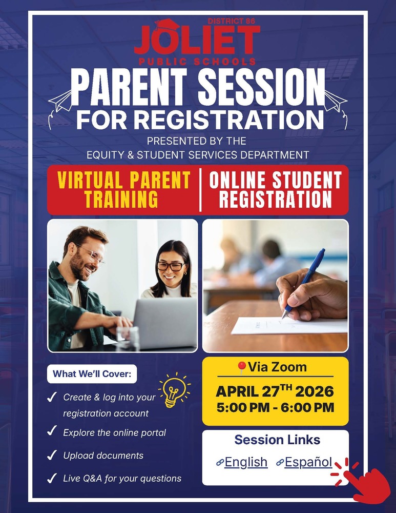 Online Student Registration Parent Session Flyer