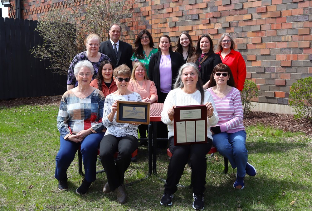 Picture of Business Office staff and four retired business office employees