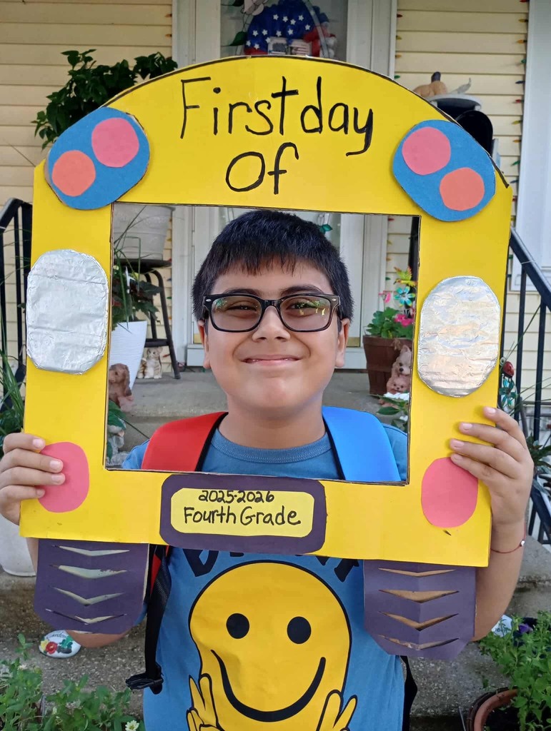 student picture on the first day of school