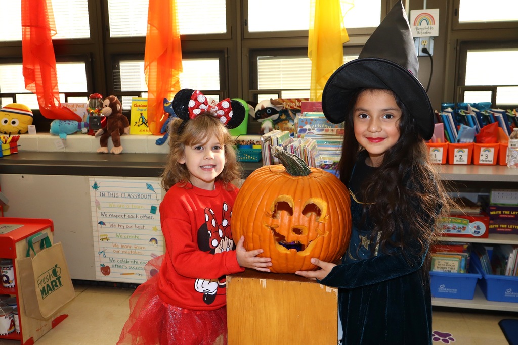 Two students dressed up for Halloween