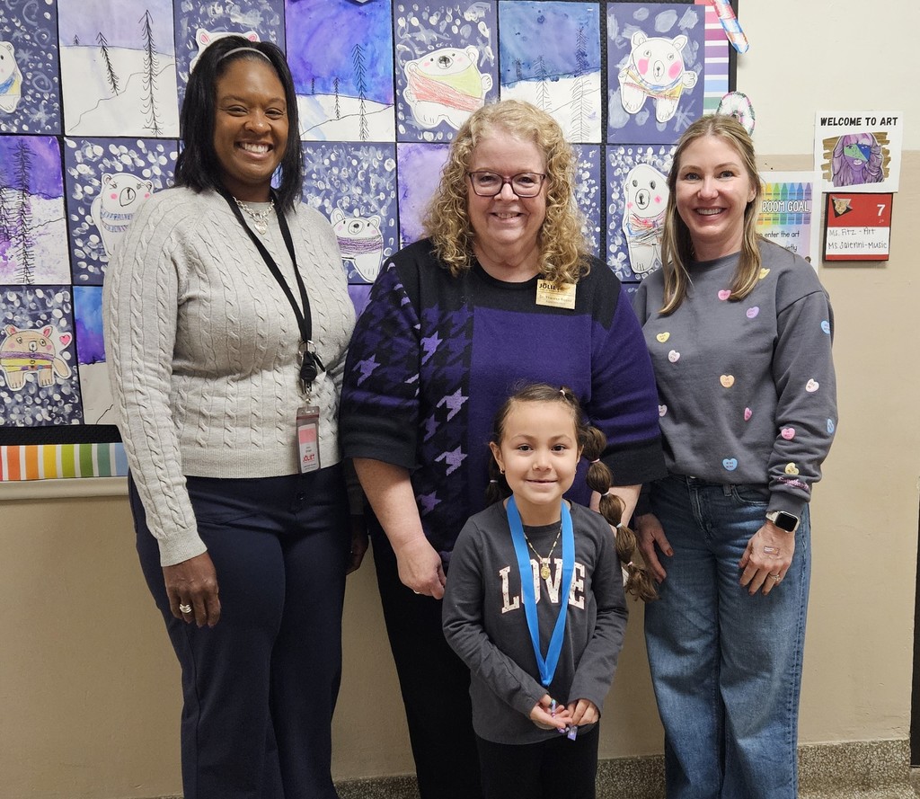 Culbertson Second Trimester Superintendent's Student Award Winner with Principal, teacher, and Superintendent