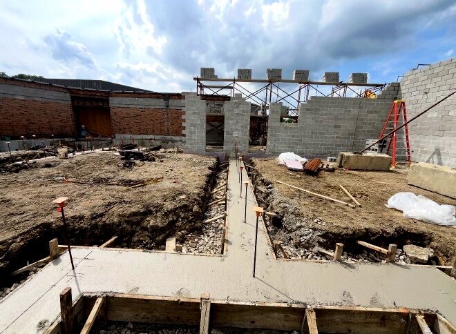 Picture of walls going up for the Jefferson School addition