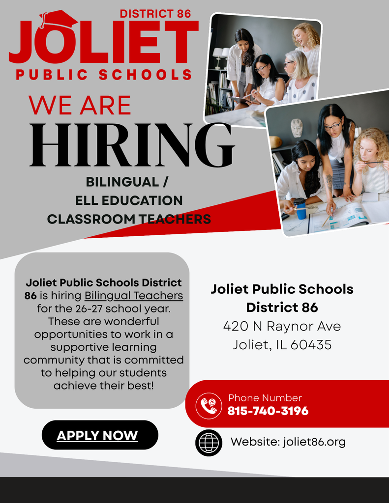 Joliet District 86 We Are Hiring Flyer