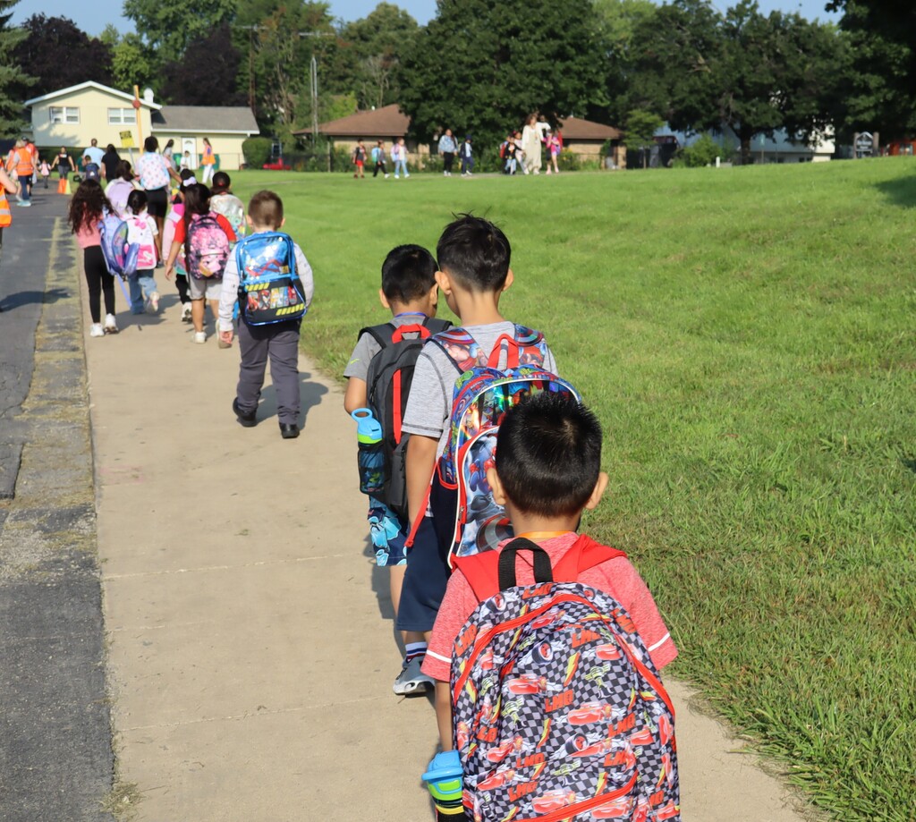 Students walking to school