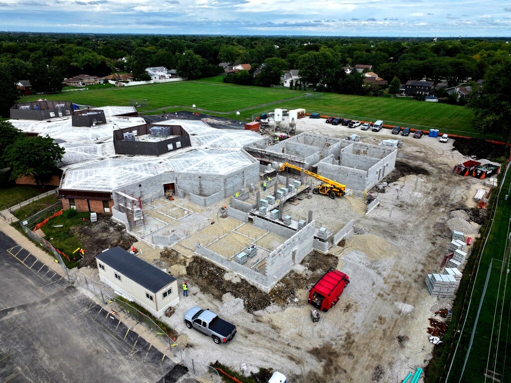 aerial picture of the Thomas Jefferson Elementary School addition
