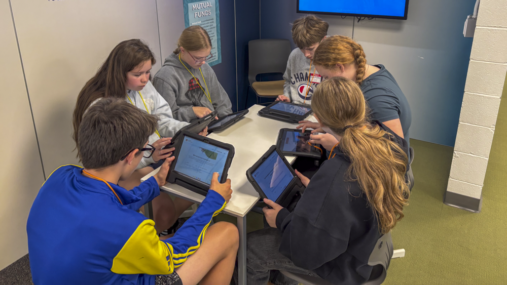 junior high students at finance town