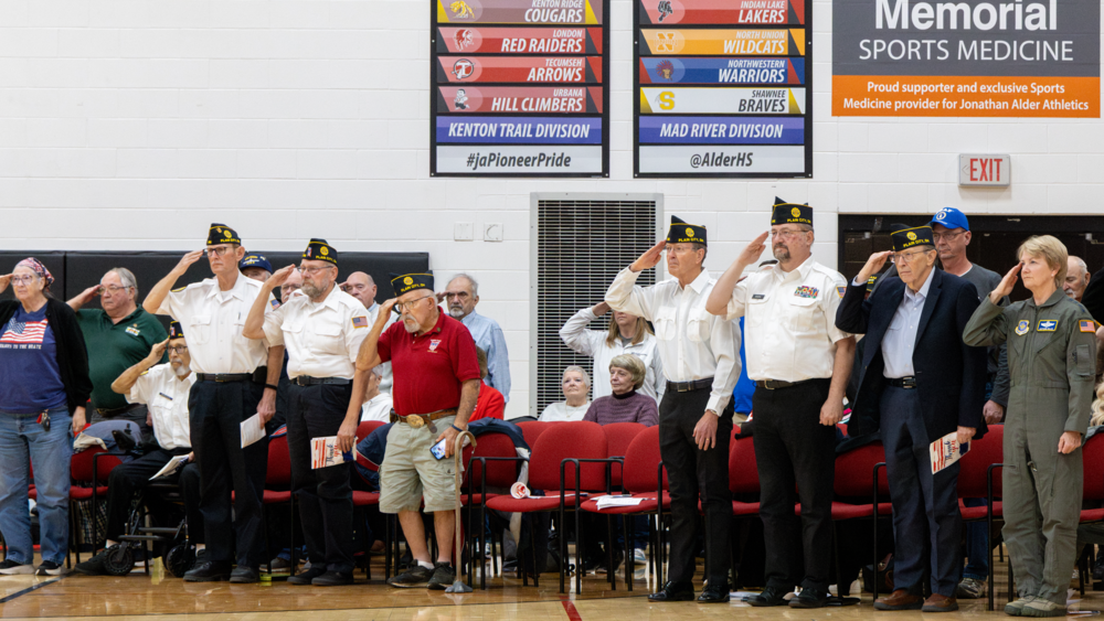 Veterans at the Veterans Day Assembly