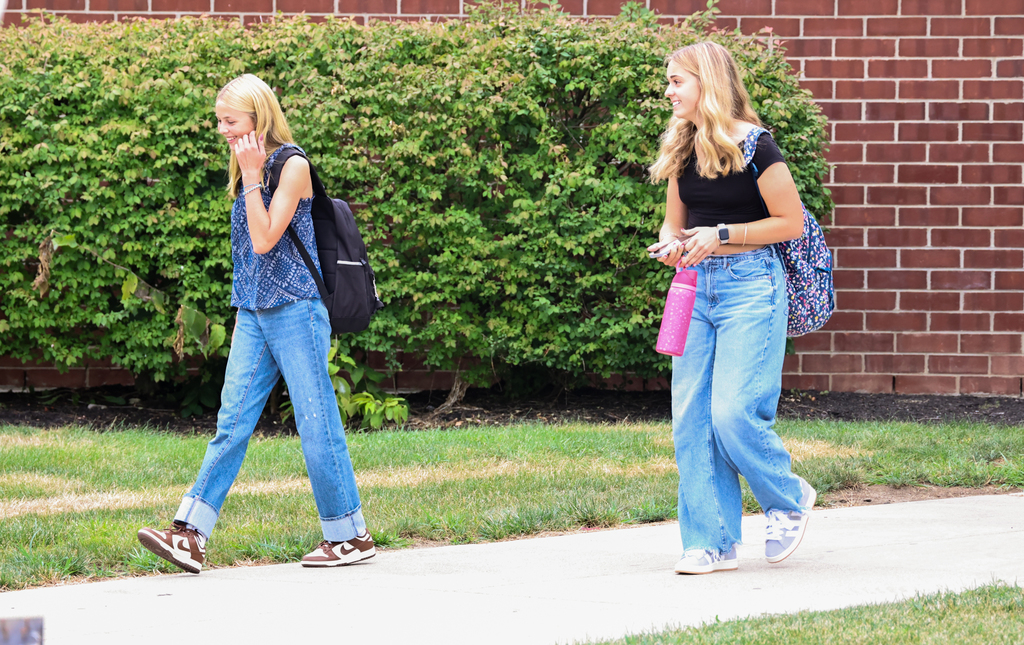 students walking