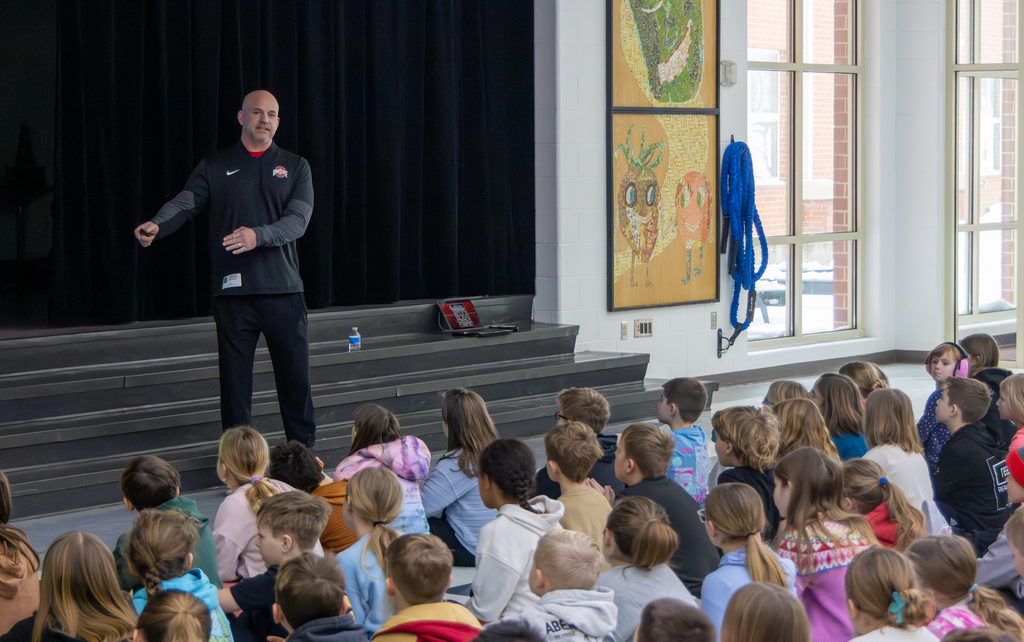 Donnie Nickey speaking to students