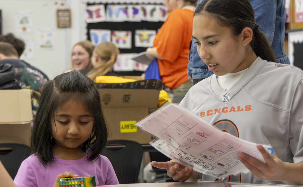 students reading