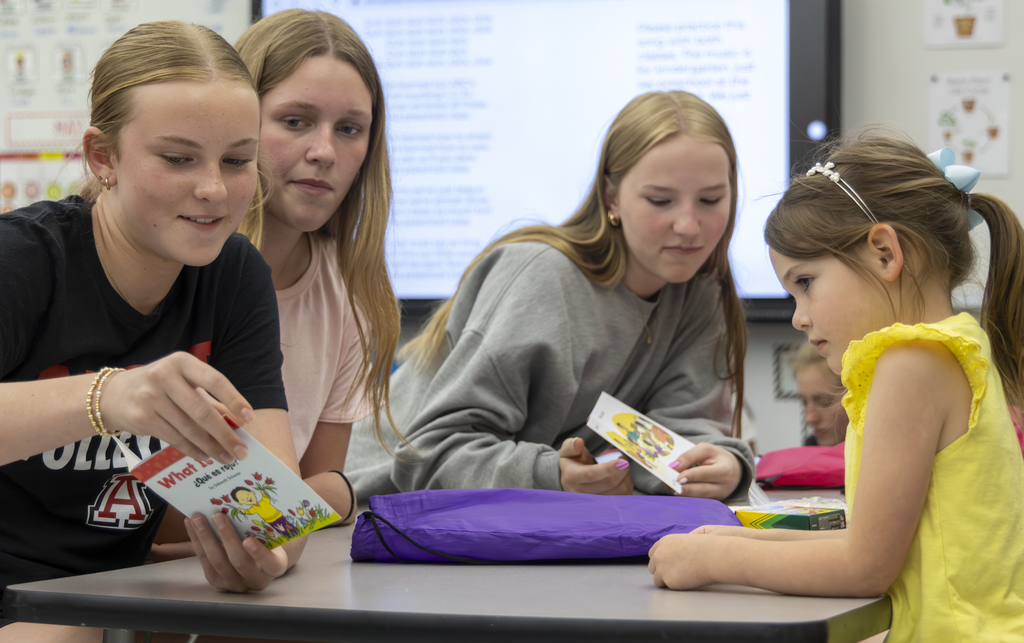 students reading