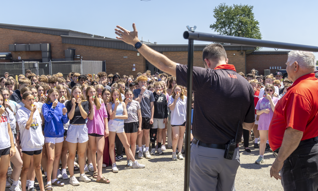 students with whistles
