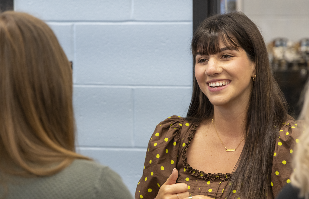 Teacher smiling