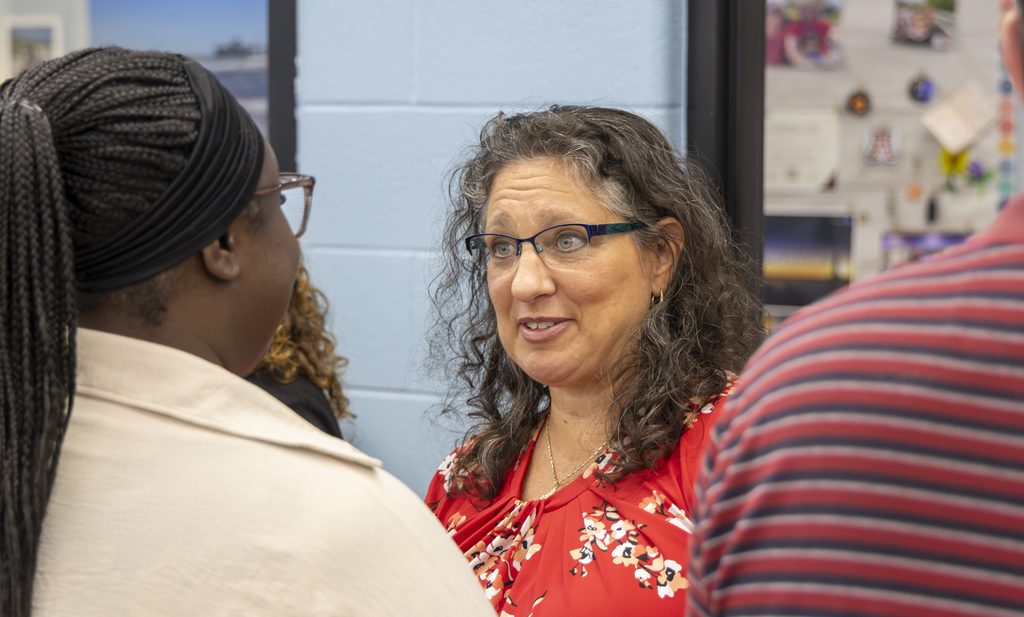 teacher smiling
