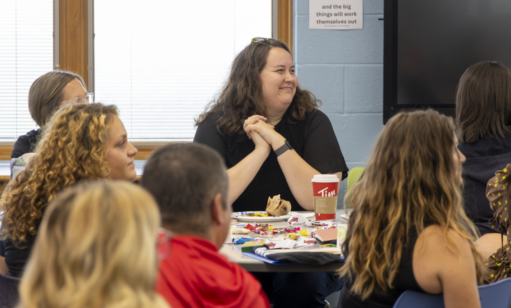 teacher smiling