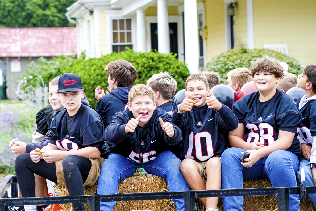 football players at parade