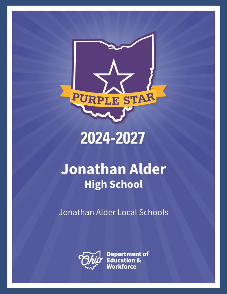 ODEW Certificate of JAHS Being a Purple Star School