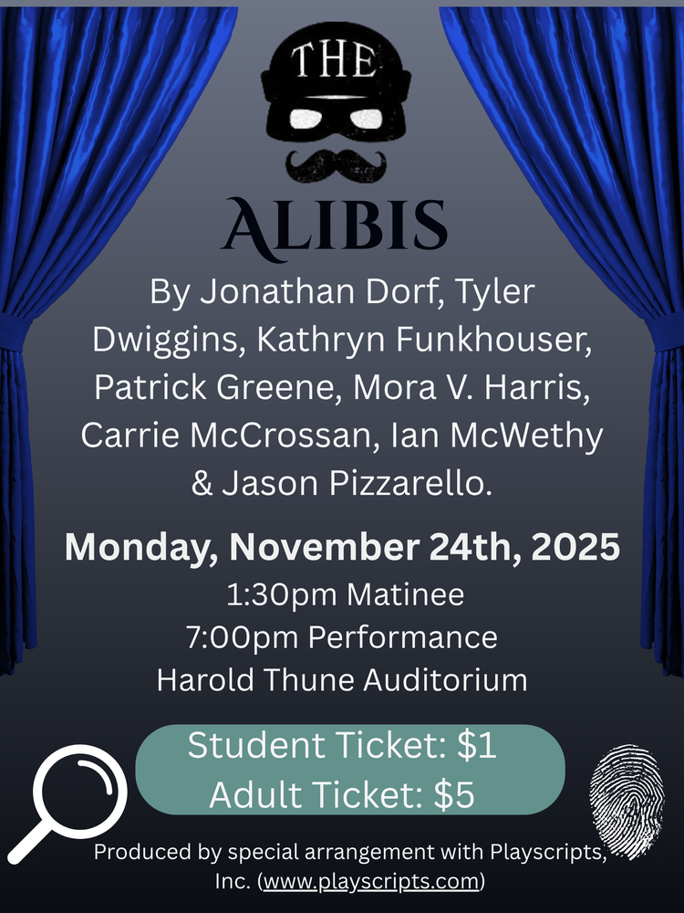 Play The Alibis Monday, November 24th, 2025 1:30PM and 7:00 PM
