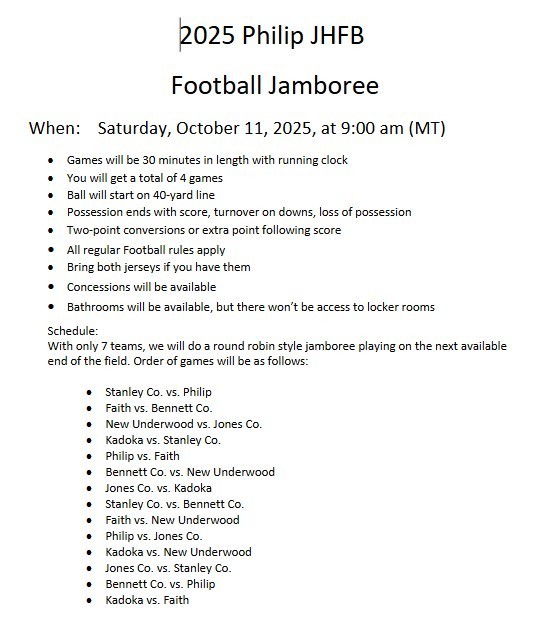 Football Schedule Philip Jamboree