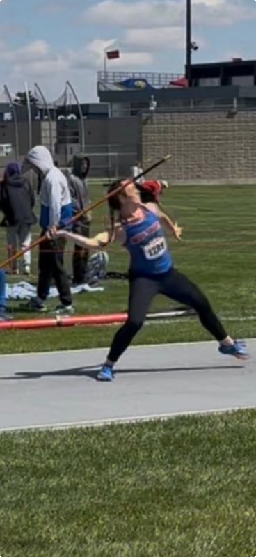 Maggie Dowling Throwing a javelin