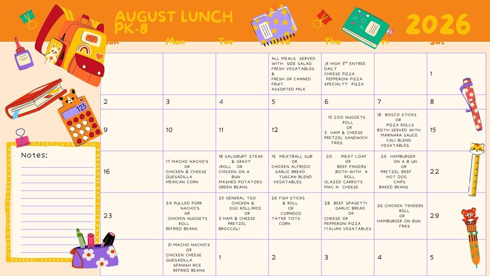 Aug. menu 