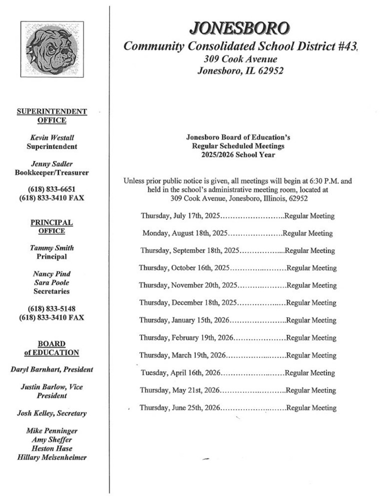 Board Meeting Schedule 25/26
