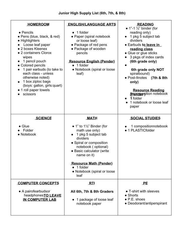 Supply List 