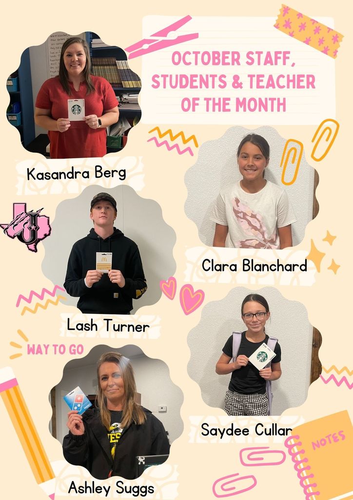 October staff, students & teacher of the month