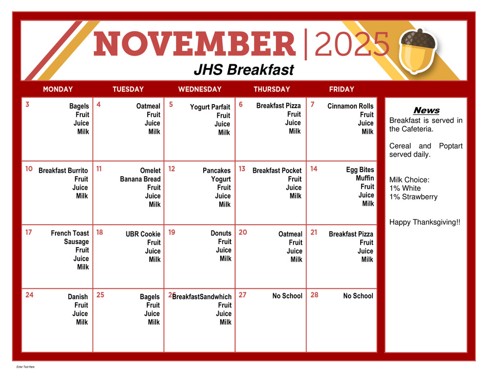 JHS Breakfast November 2025