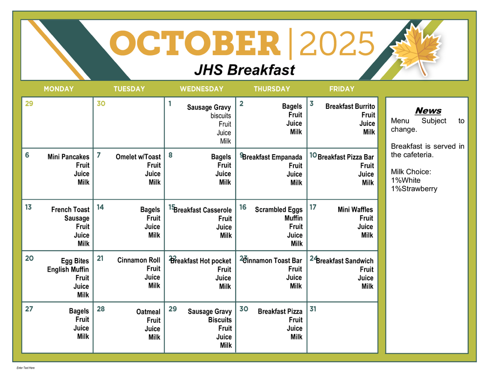 JHS Breakfast Oct 2025