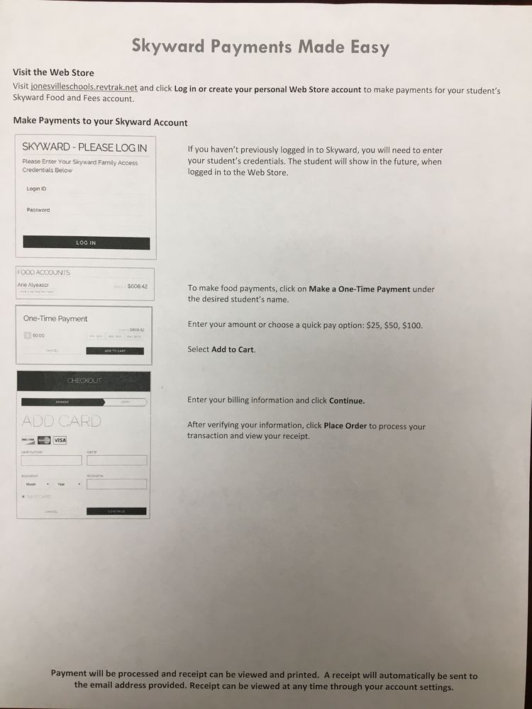 Skyward Payment (Lunches and Tech Fees)