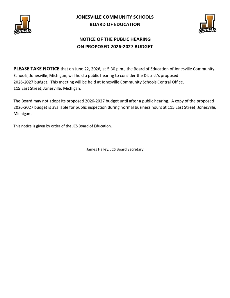 Budget Hearing Notice