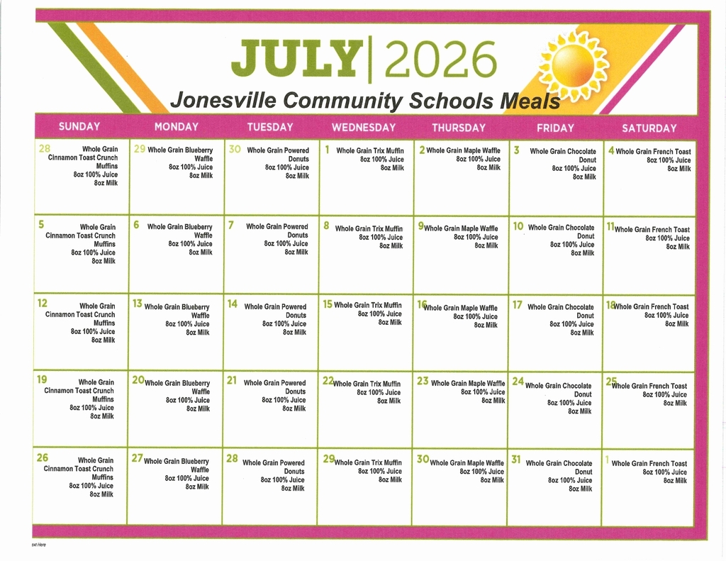 July Menus for the Sun Meals Program
