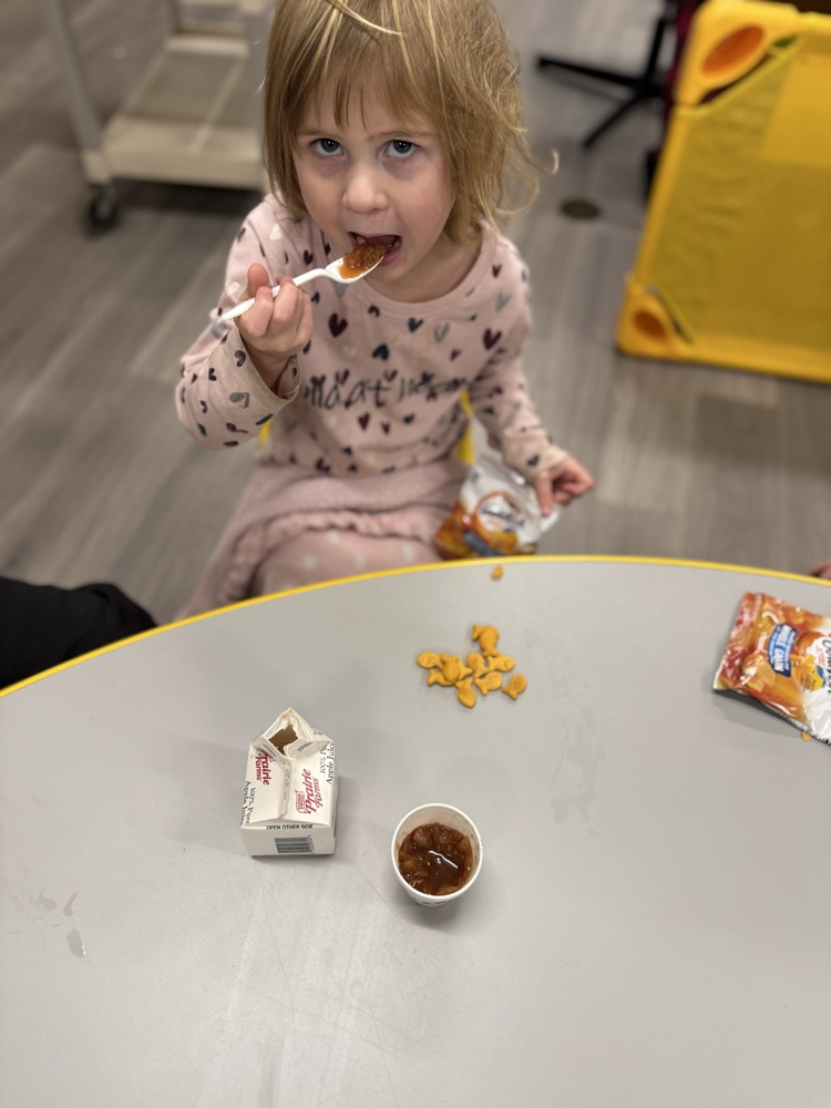 Sampling our applesauce!