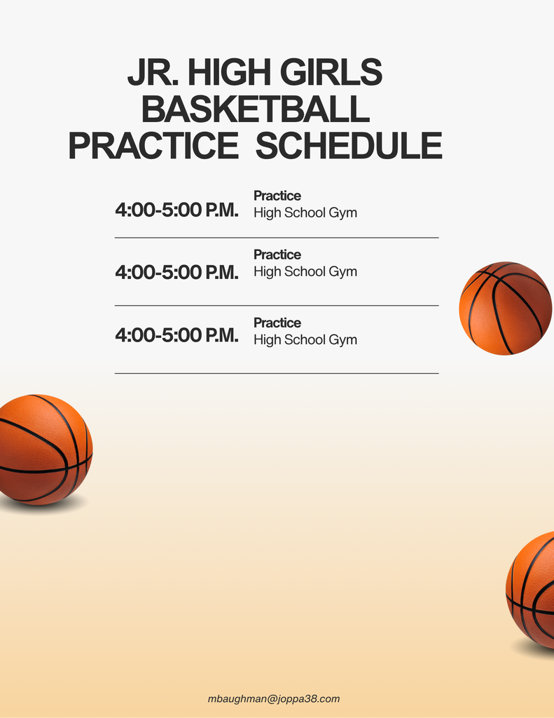 Jr. High Girls Basketball Practice Schedule