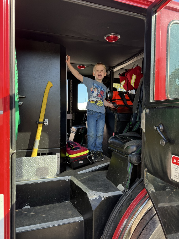 We got to get on the fire truck!!