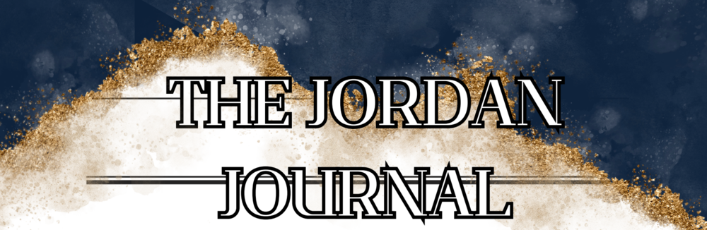 blue and gold background with the words "The Jordan Journal"