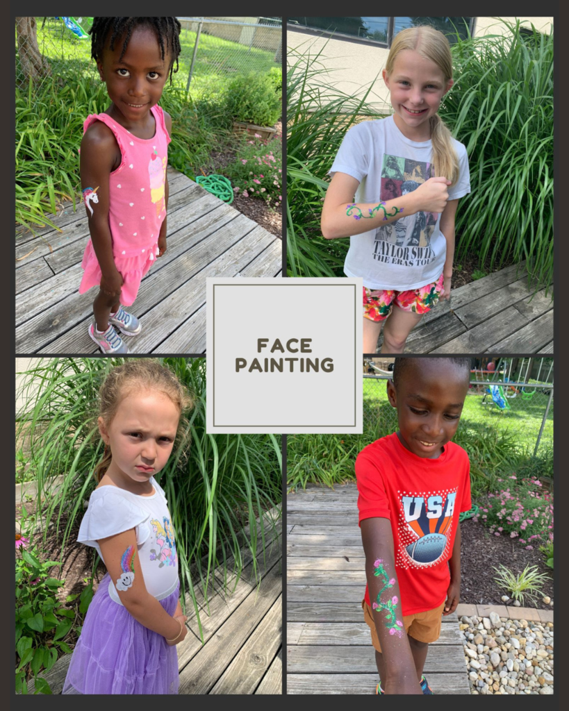 photo collage of students with their arms painted