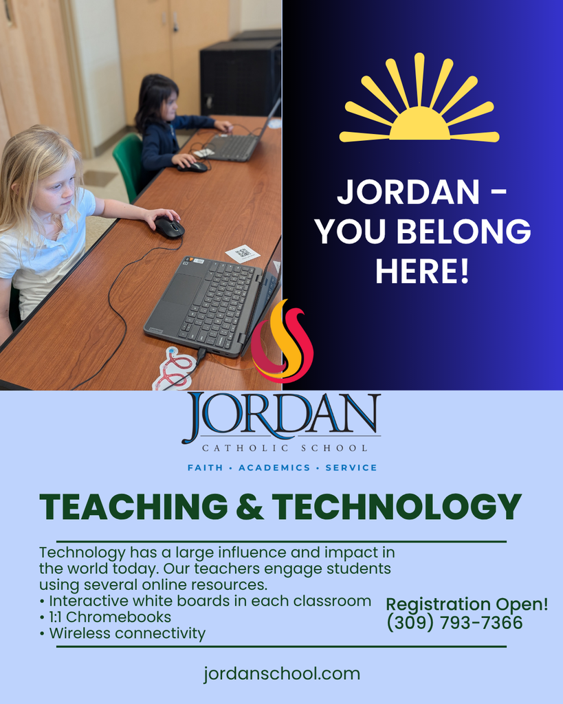 flier advertising open registration for 2025 with image of students working on Chromebooks
