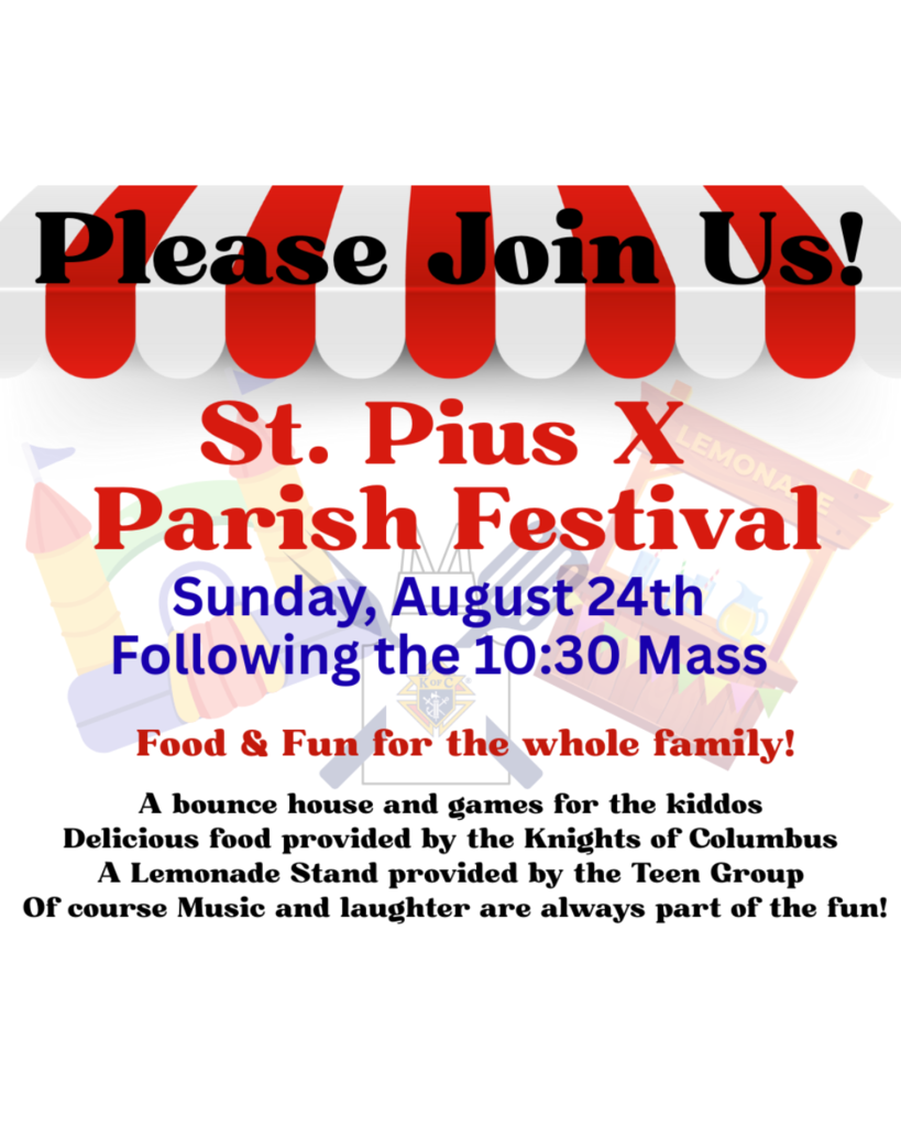 informational flier for the St Pius festival